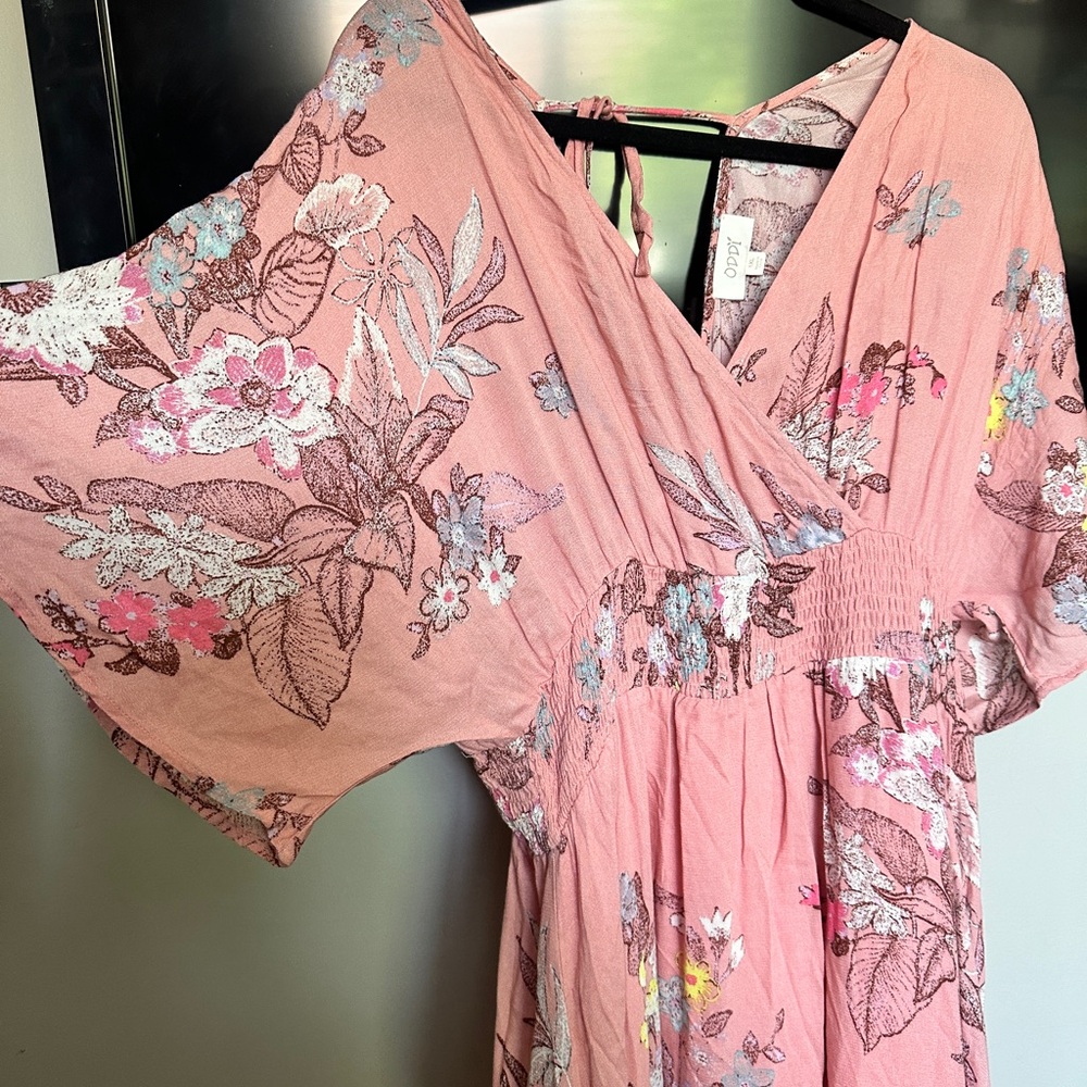 ODDY Pink Floral Dolman Sleeve Maxi Dress - Picture 2 of 7